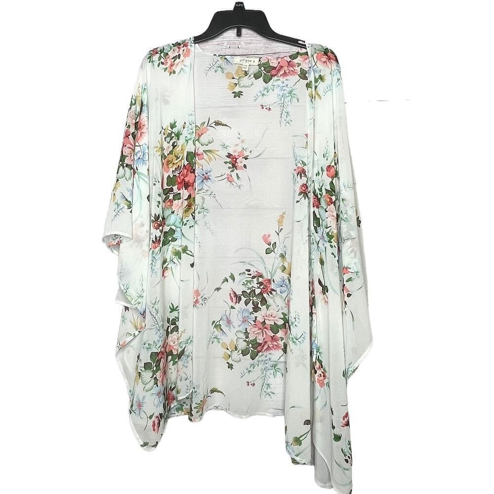 Umgee Sheer Girly Romantic Bridal Multicolored Floral Kimono Size 1XL - Picture 1 of 11